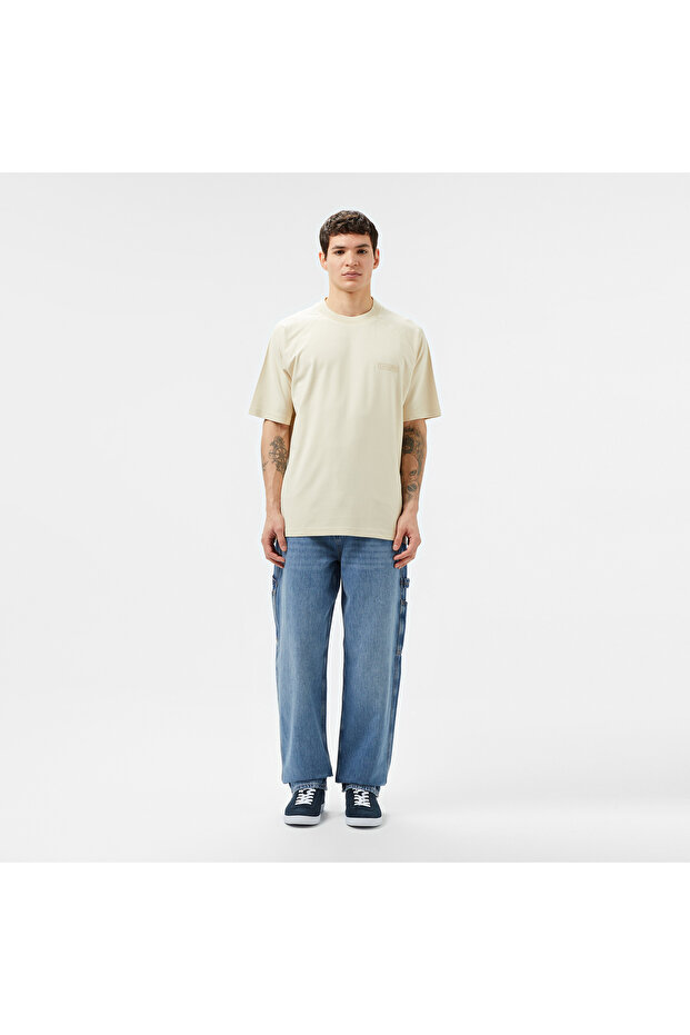 Erkek Oversize Fit Bisiklet Yaka Bej T-Shirt - 4