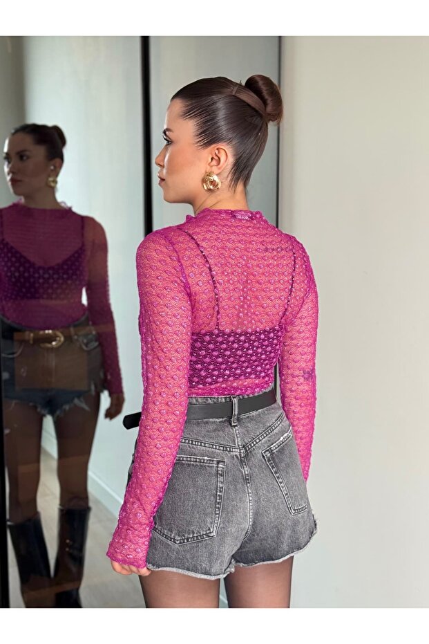 Simli Transparan Bluz - 4