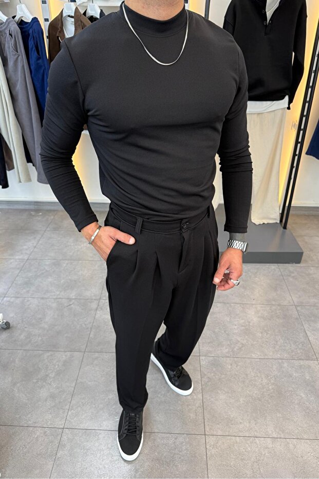 Half Fisherman Cotton Knitted Lycra Flexible Comfortable Fabric Pleated Trouser Suit