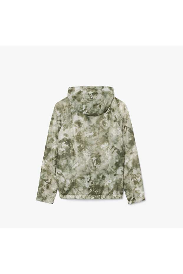 Erkek Kapüşonlu Baskılı Yeşil Ceket - 5