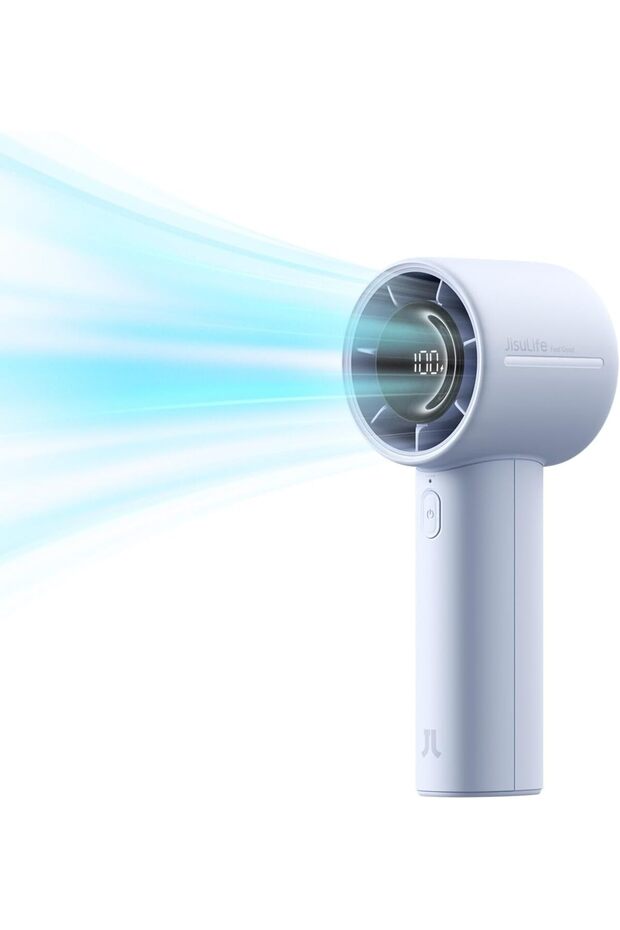 Handheld Turbo Fan 5000mAh Rechargeable, Up to 28h, 5 Speeds (Blue)