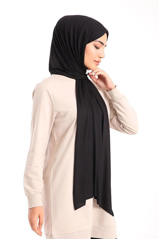 شال قطن ليكرا أسود ممشط - 3