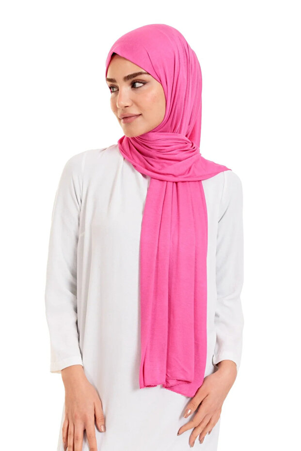 شال قطني ممشط من الليكرا باللون الفوشيا - 4