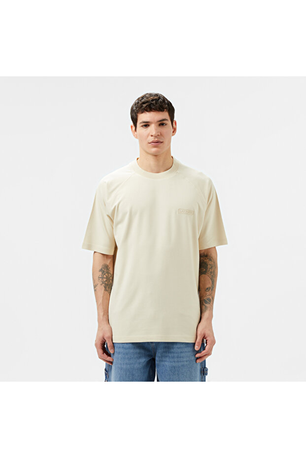 Erkek Oversize Fit Bisiklet Yaka Bej T-Shirt - 1