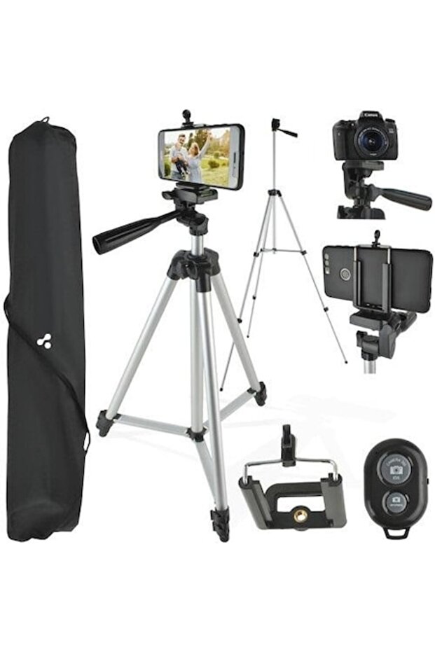 Telescopic Smartphone Tripod with Remote, Compatible with Android and iOS, Level and Case Included - 1