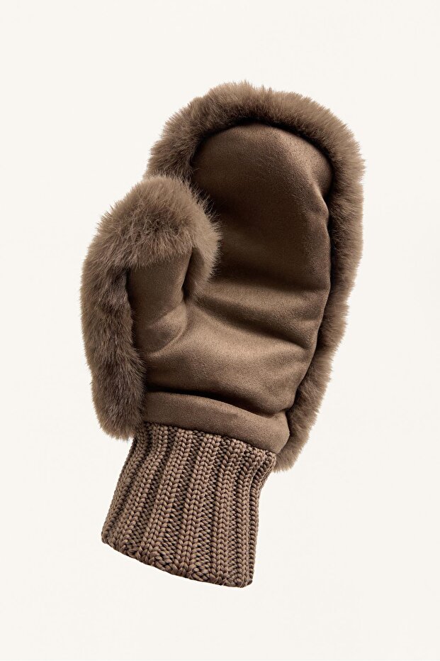 Elastik manşetli suni kürklü eldivenler - 6