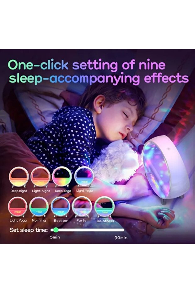 LED Smart Alarm Clock Speaker | Colorful LED Wake Up Light Voice APP Control - 5