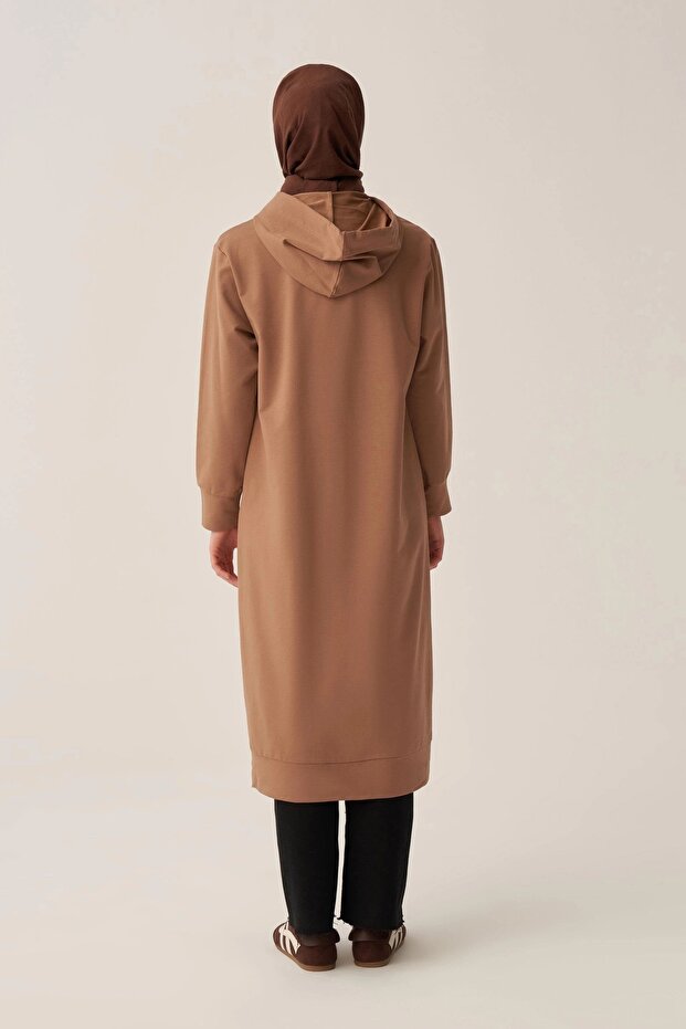 Vizon-Kapüşonlu Rahat Tunik - 3