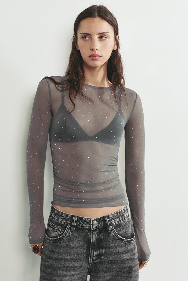 Taş detaylı tül top - 2