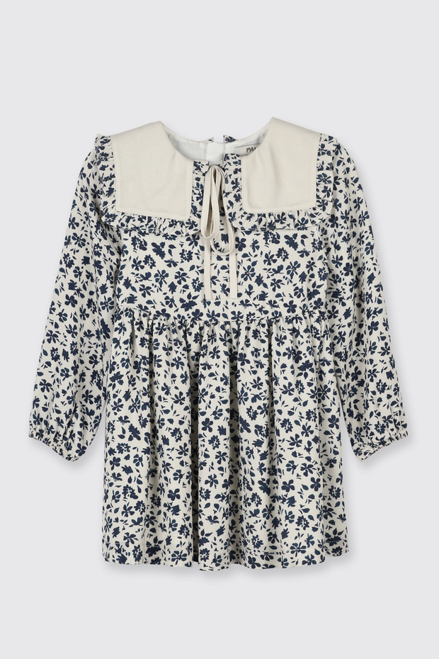 Baby Girl Beige Dress with Collar