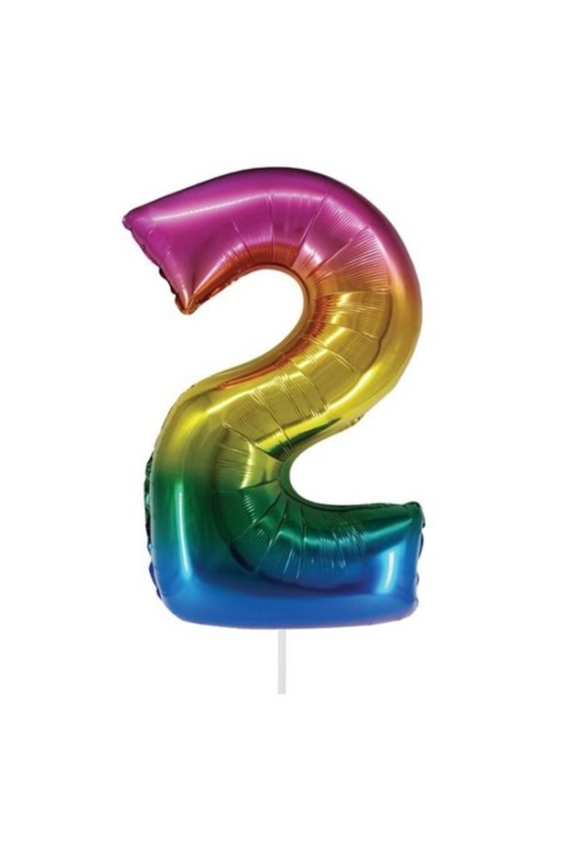 Balon aniversar, Numărul 2, Multicolor, 82 cm