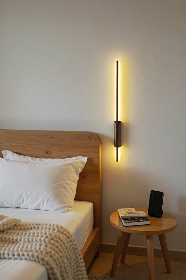 Pilli Kılıç Aplik Gece Lambası Ahşap Kasa Ceviz 2 Adet (70 cm) - 2