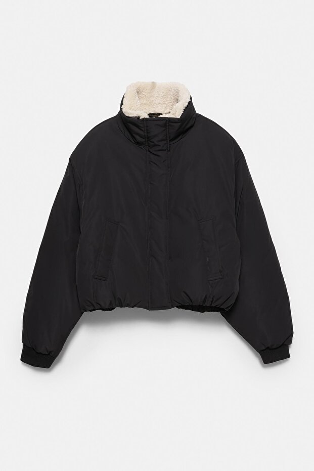 Suni Yünlü İçi Bomber Ceket - 8