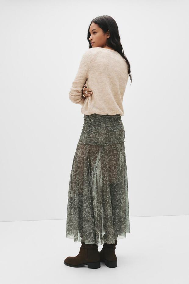 Asimetrik midi etek paisley - 4