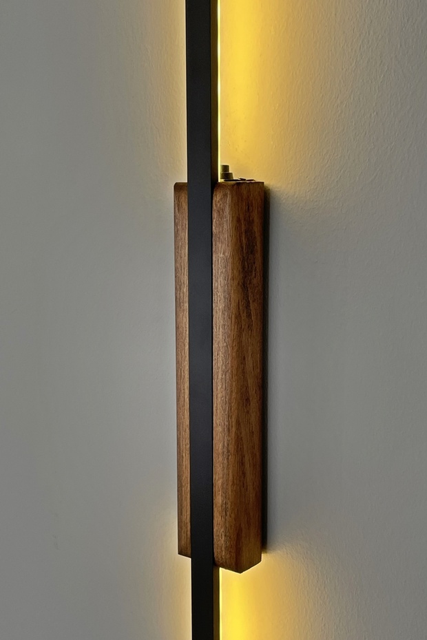 Pilli Kılıç Aplik Gece Lambası Ahşap Kasa Ceviz 2 Adet (70 cm) - 4