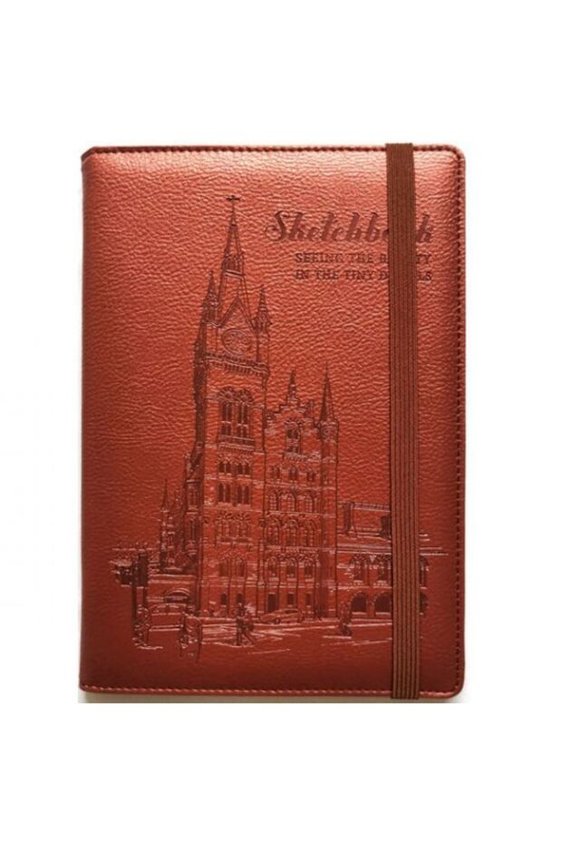 A-5 elastic band notebook, 100 clean sheets, with hard cover made of artificial leather - 1