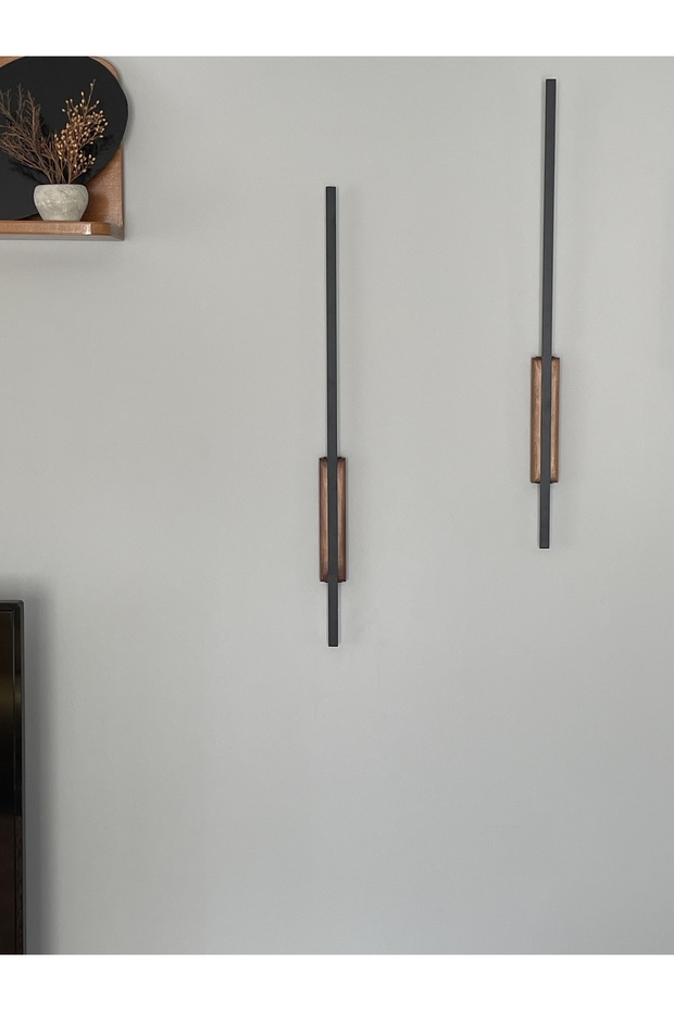 Pilli Kılıç Aplik Gece Lambası Ahşap Kasa Ceviz 2 Adet (70 cm) - 6