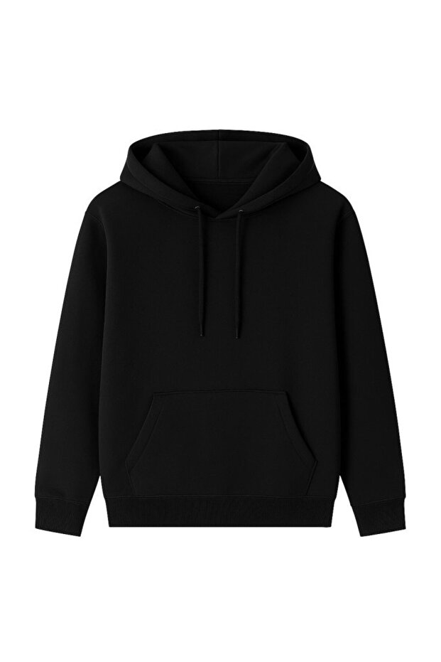 Men's Black Sweatshirt Plain Black Sweatshirt with Raised Letters