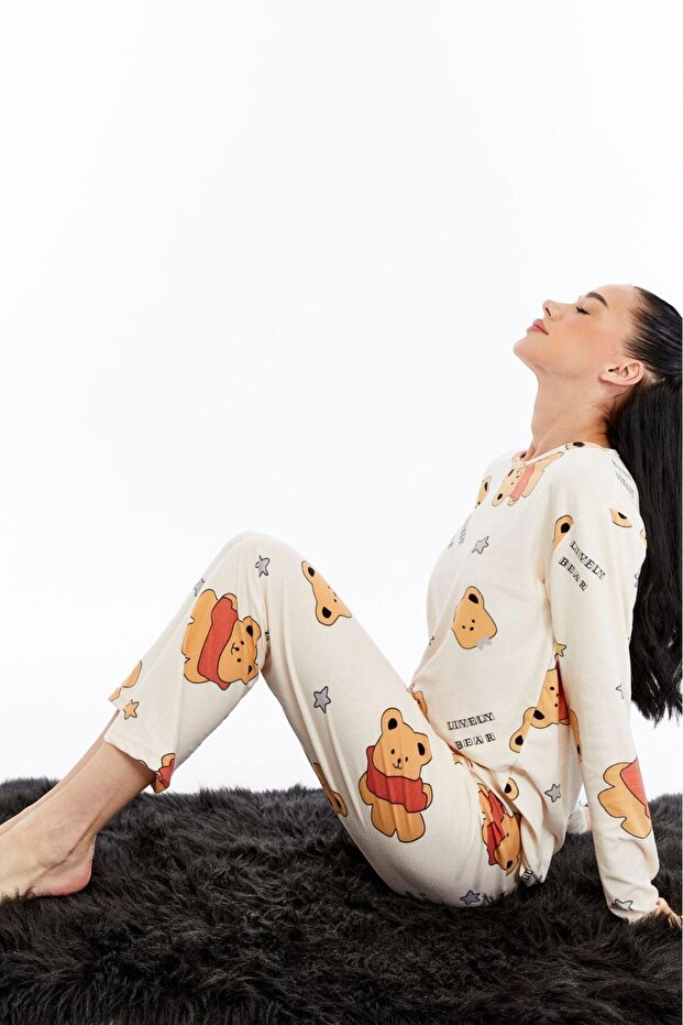 Patterned Pajama Set Cream - 1