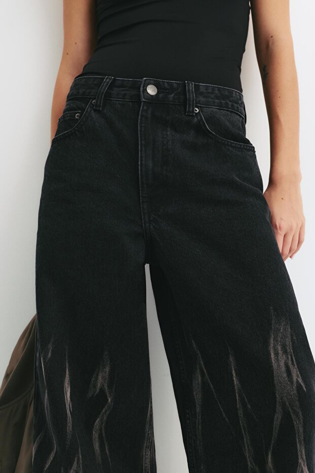 Lazer detaylı süper bol jean - 4