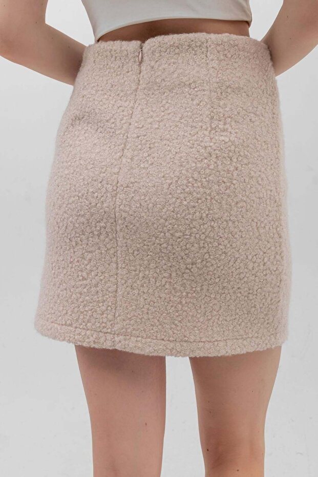 Fusta Mini Buklet Ecru - 7