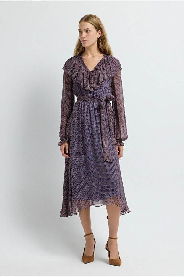 Fırfır Detaylı Elbise - 7