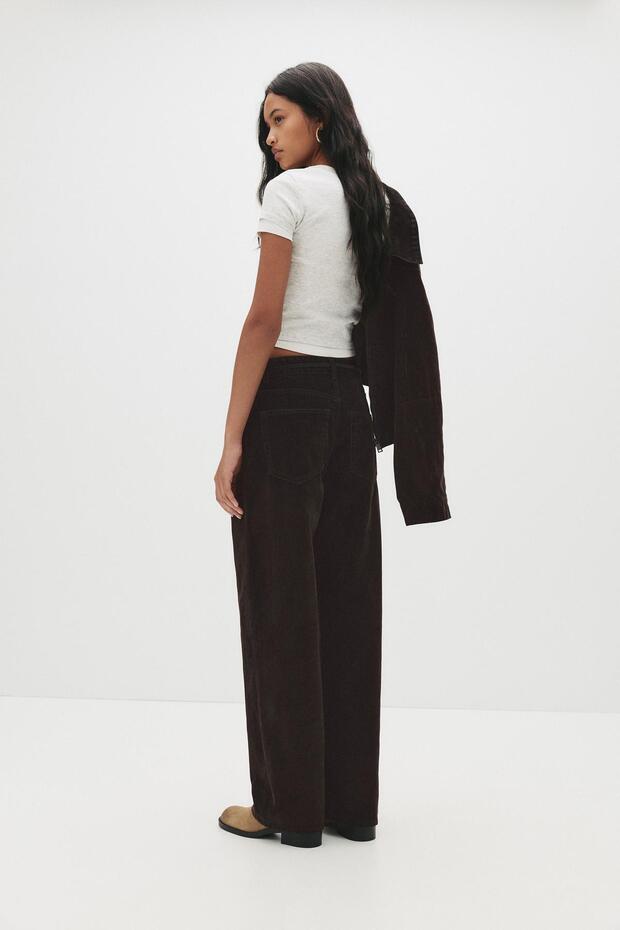 Kemerli orta bel bol paça jean - 4