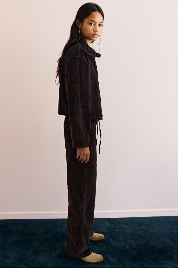 Kemerli orta bel bol paça jean - 1