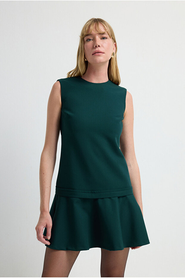 Yeşil Düz Elbise - 1