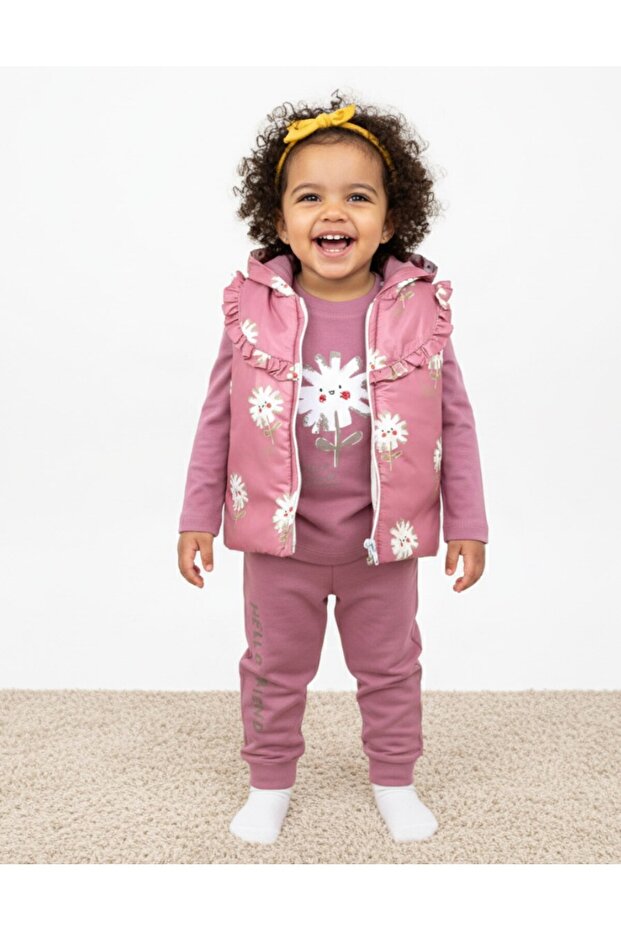 Baby Girl Transitional Inflatable Vest Set , 3 Piece Set Top and Bottom , 6-9-12-18 Months Vest Set Sets