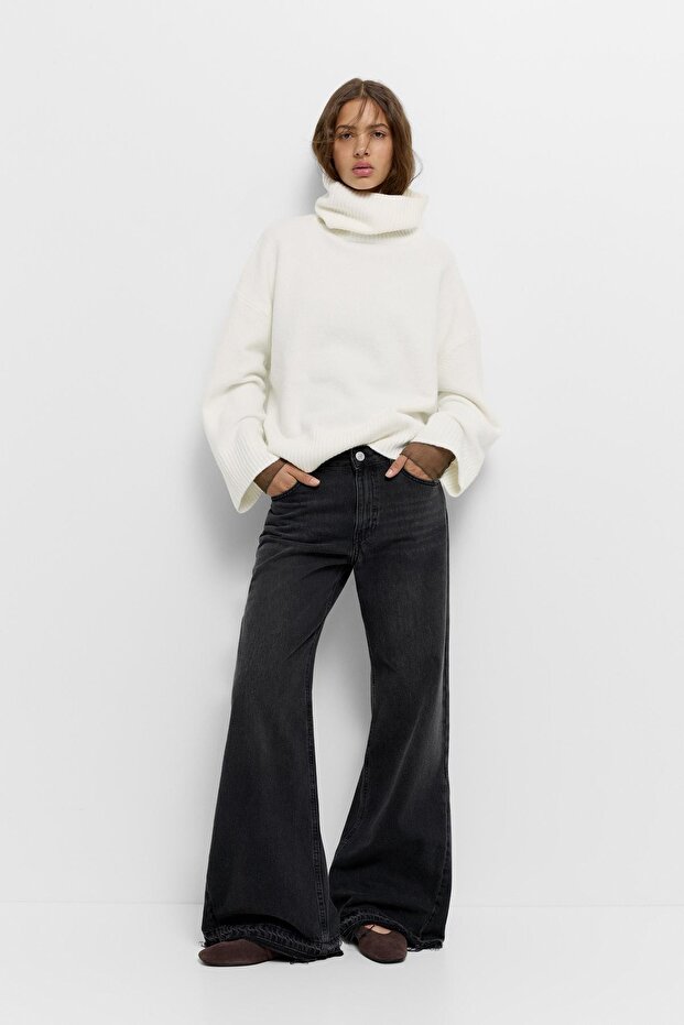 Dik yaka yumuşak örgü kazak - 3