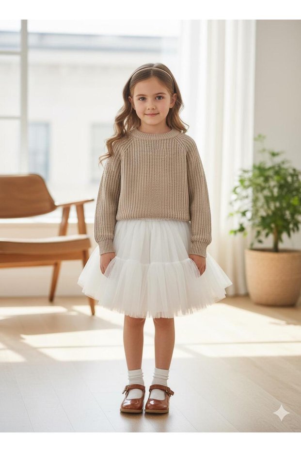 Thessaloniki Knitted Crew Neck Unisex Sweater Raglan Sleeve Stitch-Free Domestic Production School-Nursery-Daily