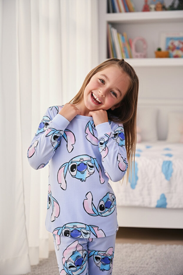 100% Cotton Blue Cartoon Girls' Pajama Set