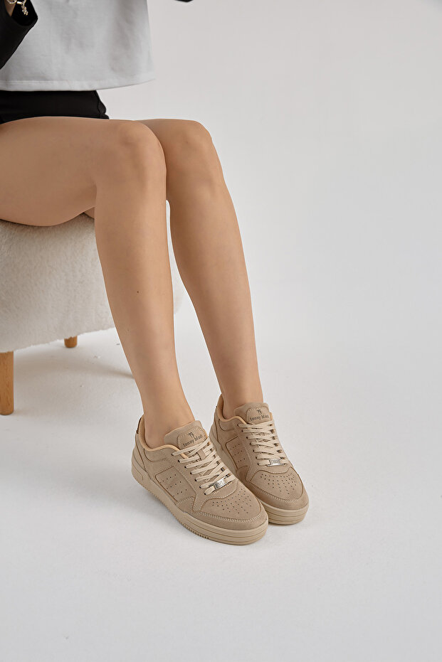 Uniszex bézs színű Thermo Sole fűzős alkalmi sportcipő - 3