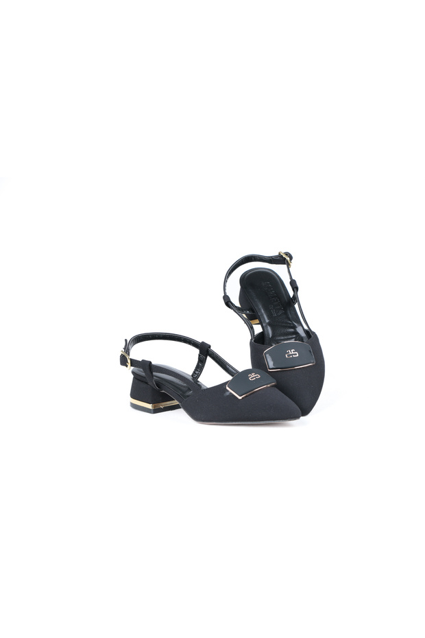 4 cm Satin Fabric Open Back Heeled Women's Shoes