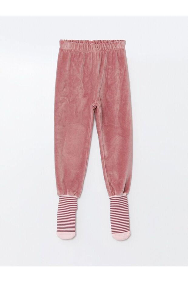 Kadife Çoraplı Kız Bebek Pijama Alt 2'li - 5