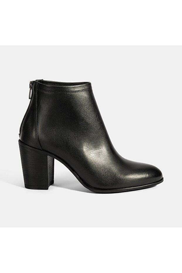 Kadın Siyah Kalın Topuklu Deri Bot - 2
