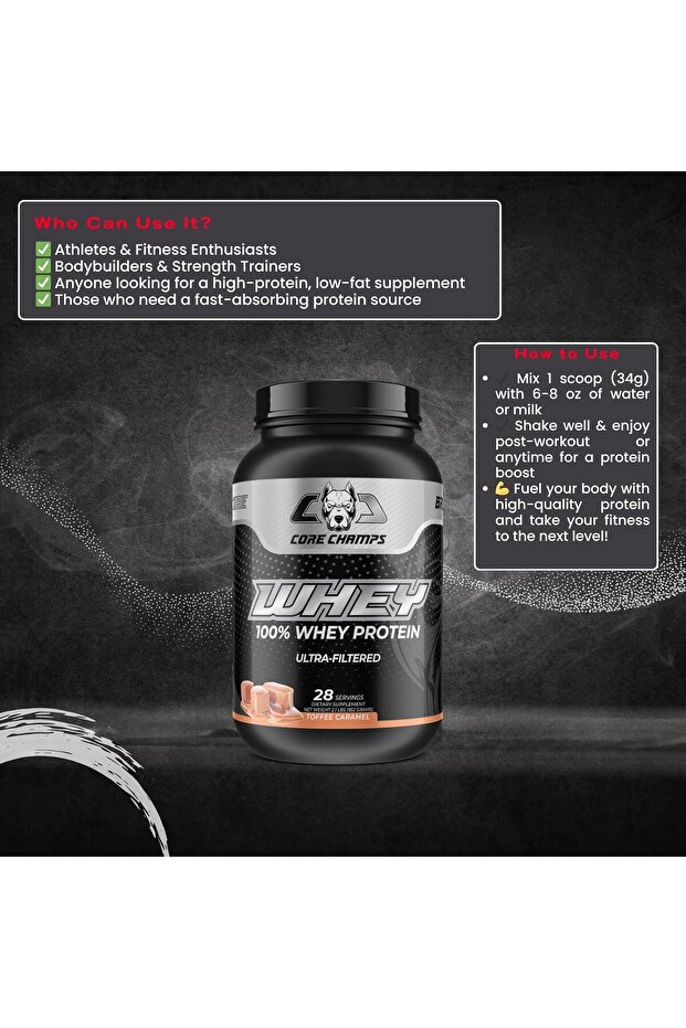 Whey Protein25g Protein for Strength & Lean Muscle 2 Pounds Toffee Caramel