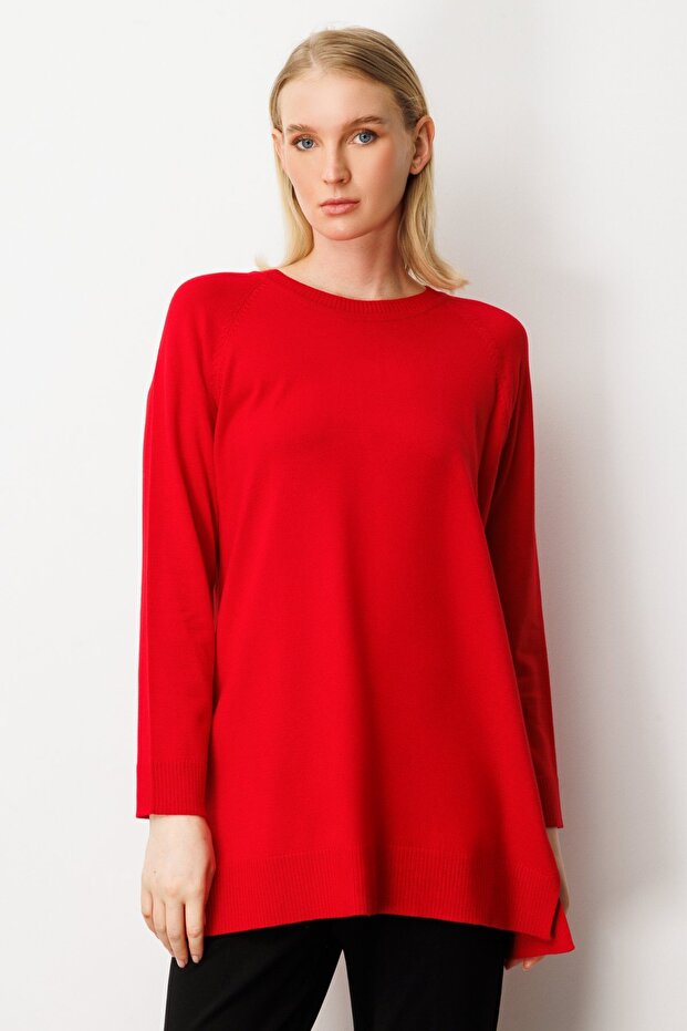 Buttoned Back Crew Neck Sweater 65413-26K