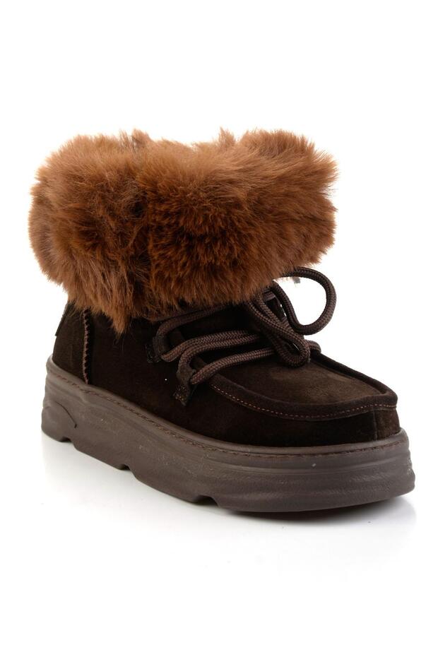 Kahve Hakiki Deri Kadın Bot & Bootie K02748100802 - 2