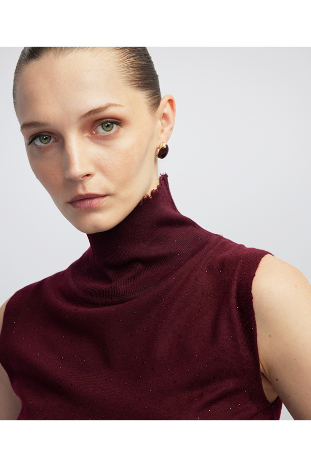 Balıkçı yaka hotfix baskılı triko - 1