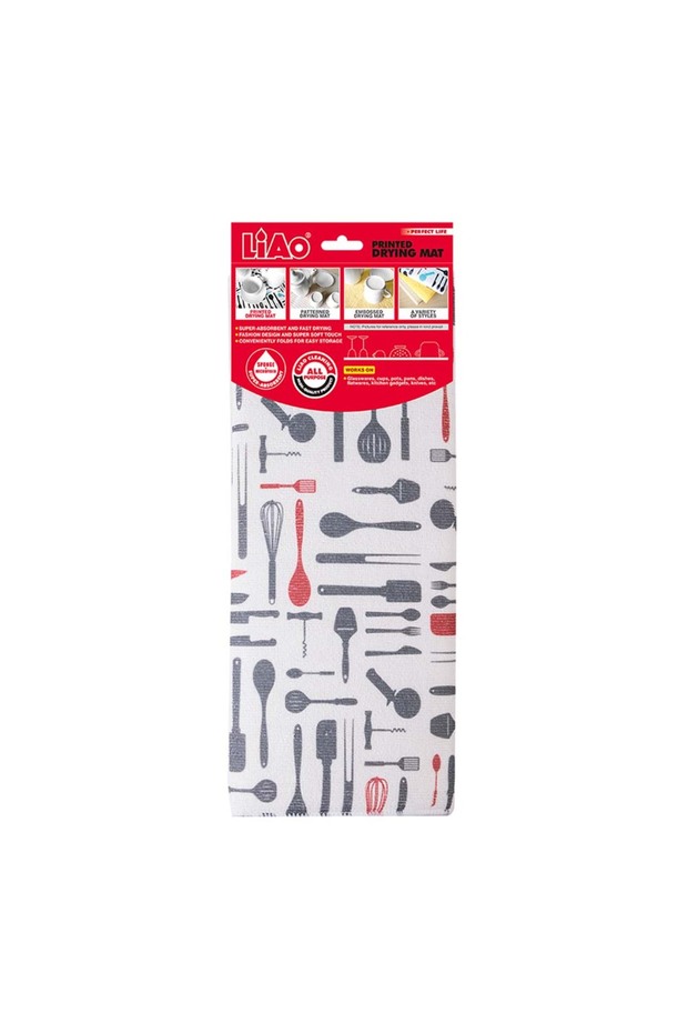 G130025 Printed Dish Drying Mat Pack of 12 – Absorbent, Non-Slip, Soft, Easy Clean & Reusable