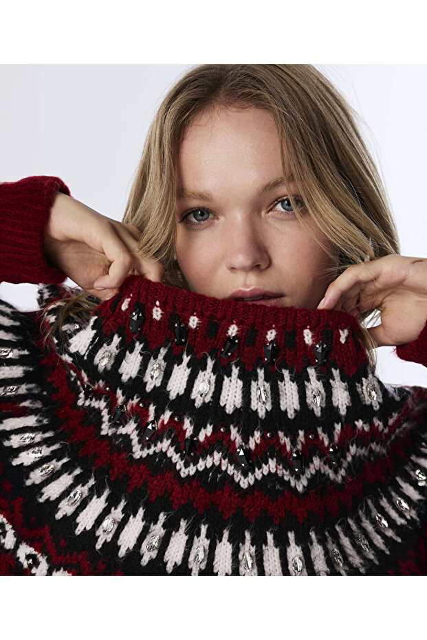 İŞLEMELİ JAKARLI KAZAK - 5