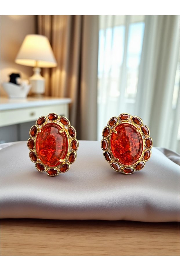 Special Design Vintage Earrings with Natural Stones