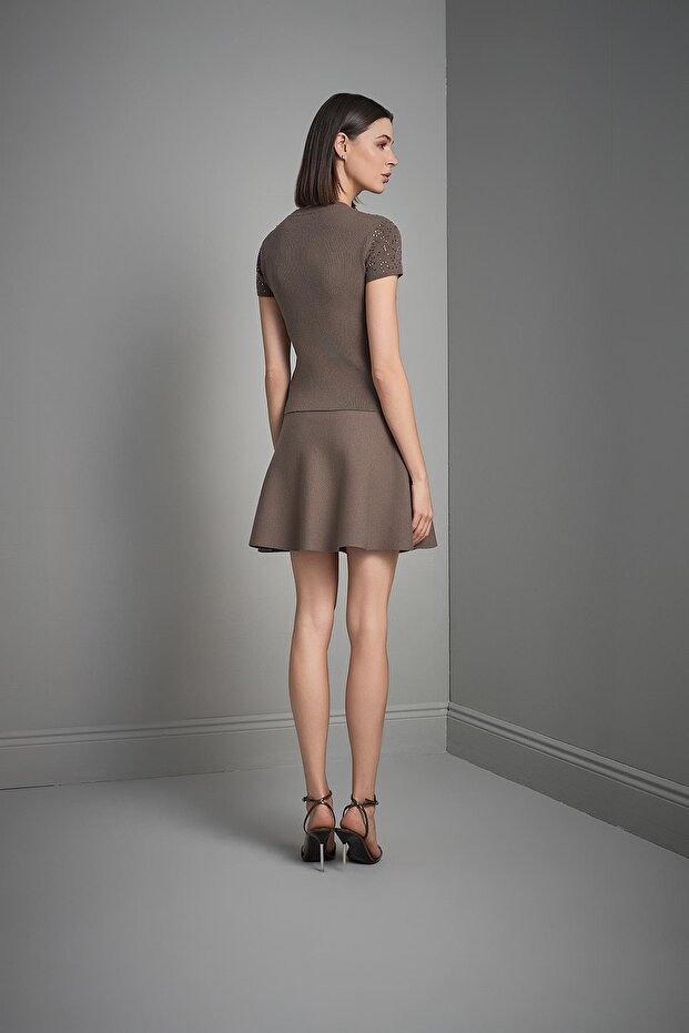 Kloş Mini Triko Etek - 6