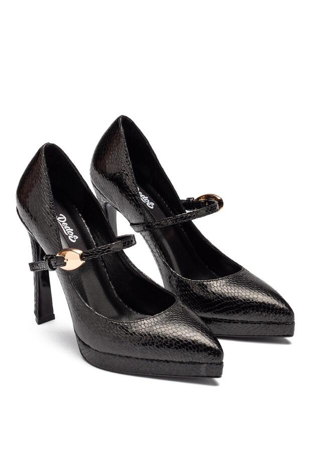 Women's High Heels Snake Pattern Buckle Platform 6000