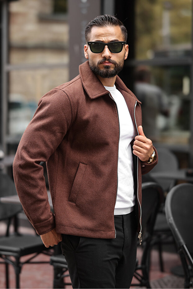 Special Double Zipper Design Basic Cashmere Jacket - 2