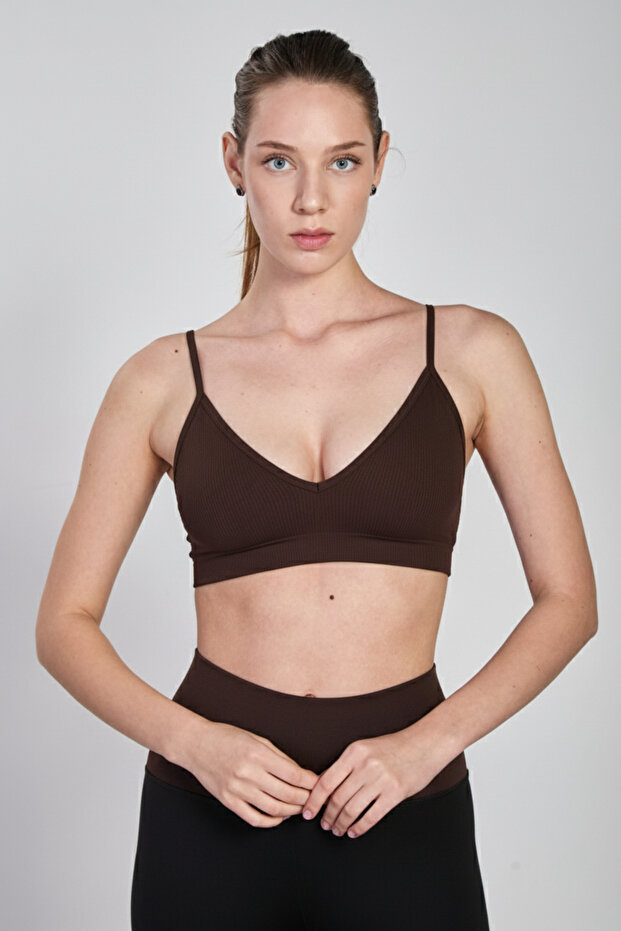 Women's Ribbed Strap Bustier - Brown
