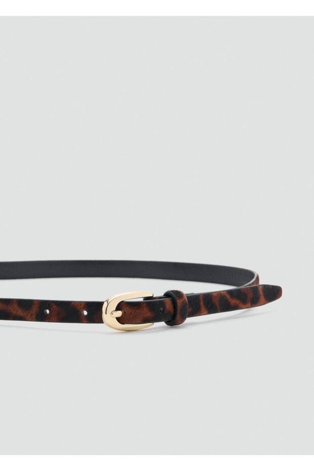 Leopar desenli deri kemer - 1