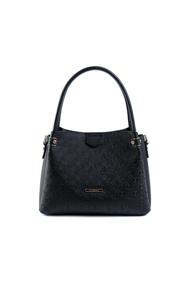 Black - Women's Handbag with Black Logo Sp1254